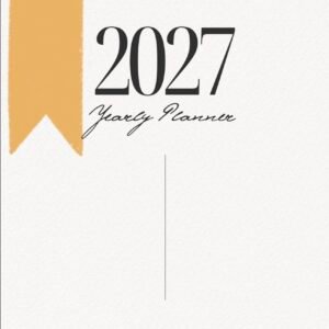 ٢.غلاف منظم سنوي لعام 2027 بتصميم بوهيمي أنيق بلون ذهبي وأبيض